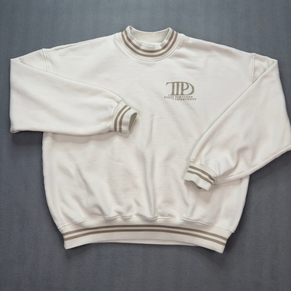 Taylor Swift The Tortured Poets Department Sweatshirt Small White TTPD Crewneck